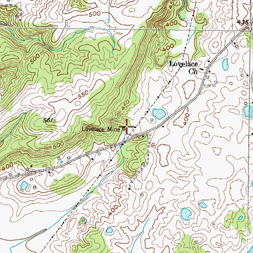 Topographic Map of Lovelace Mine, KY