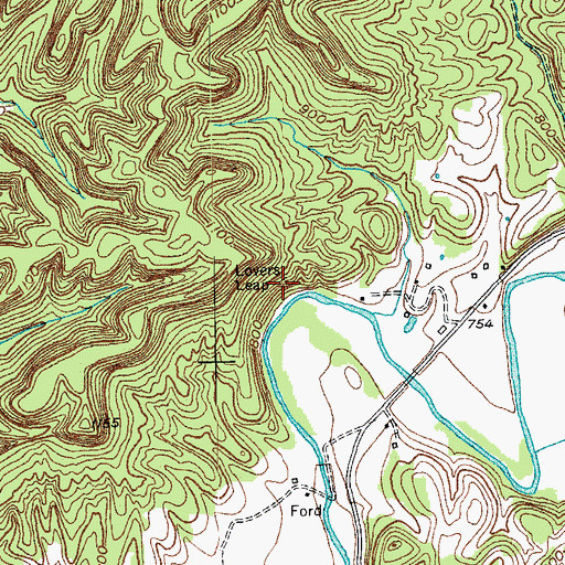 Topographic Map of Lovers Leap, KY