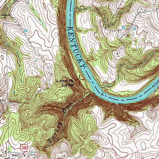 Topographic Map of Lovers Leap, KY