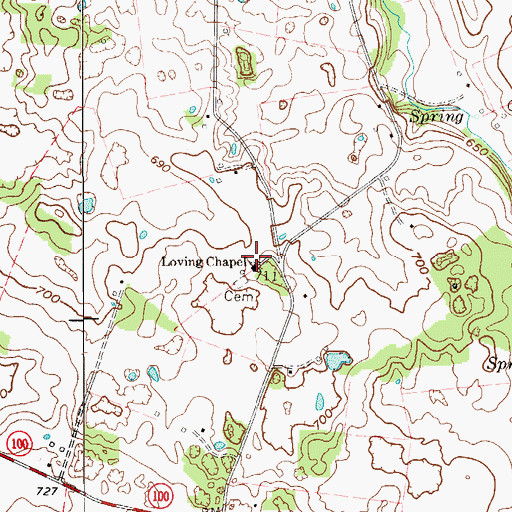 Topographic Map of Loving Chapel, KY