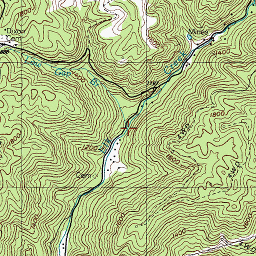 Topographic Map of Low Gap Branch, KY