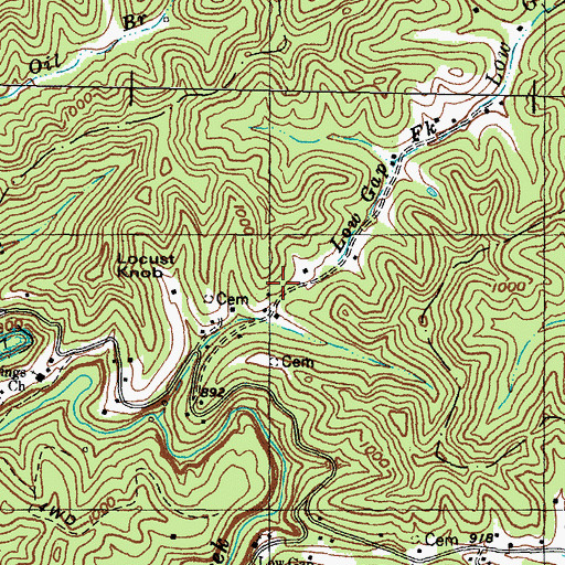 Topographic Map of Low Gap School, KY