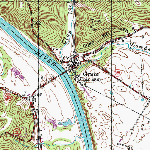Topographic Map of Lowderbach Branch, KY