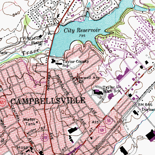 Topographic Map of Lowell Avenue Church, KY