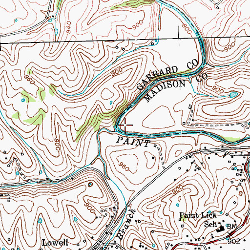 Topographic Map of Lowell Branch, KY