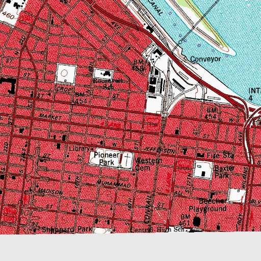 Topographic Map of Lowell School, KY