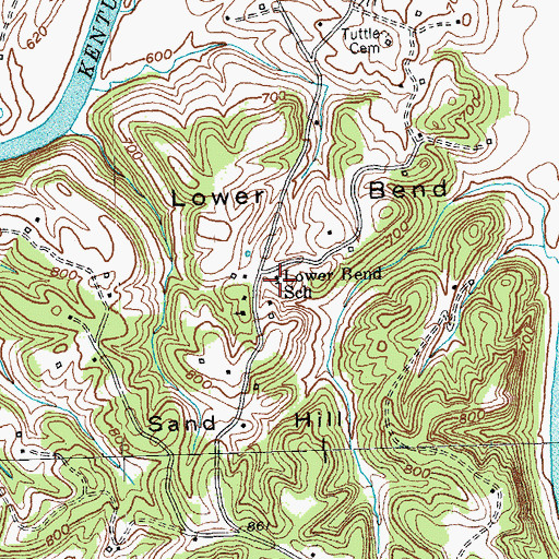 Topographic Map of Lower Bend School, KY