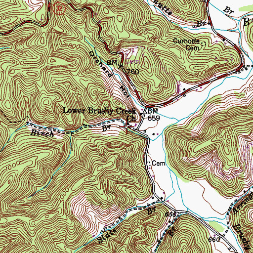 Topographic Map of Lower Brushy Creek Church, KY
