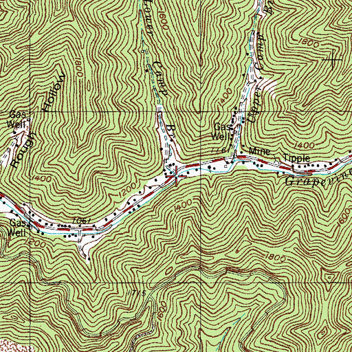 Topographic Map of Lower Camp Branch, KY