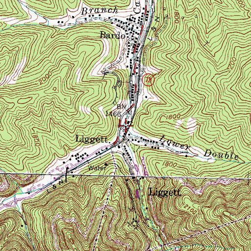 Topographic Map of Lower Double Branch, KY