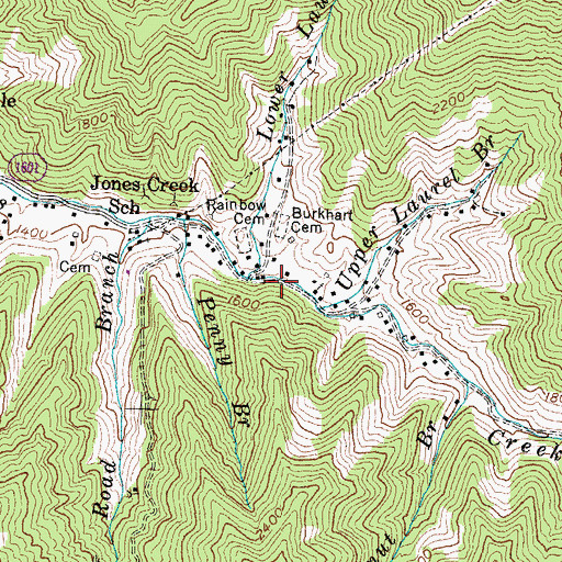 Topographic Map of Lower Laurel Branch, KY