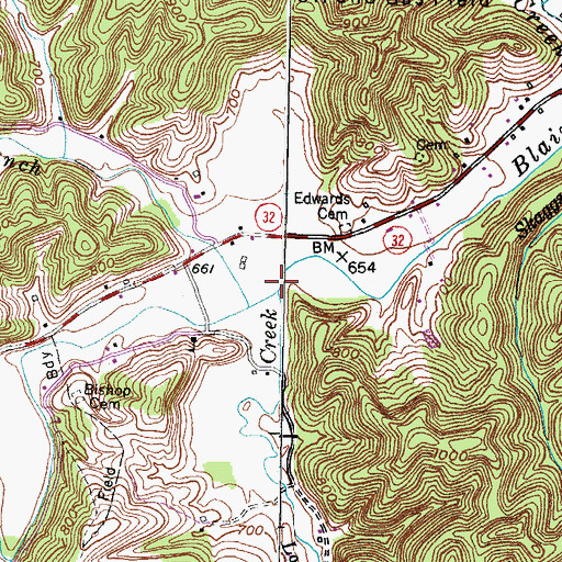 Topographic Map of Lower Laurel Creek, KY