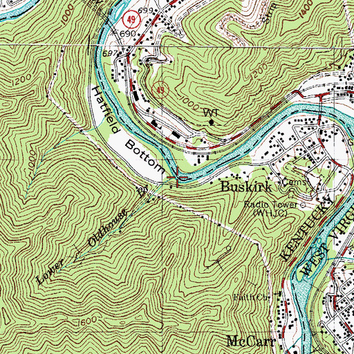 Topographic Map of Lower Oldhouse Branch, KY