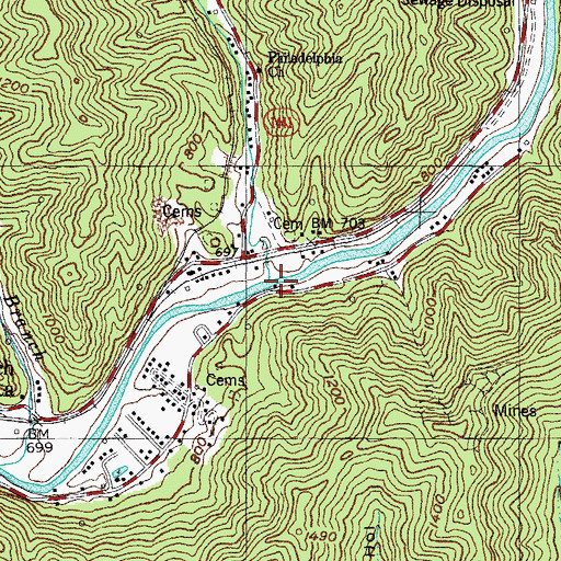 Topographic Map of Lower Pompey Branch, KY