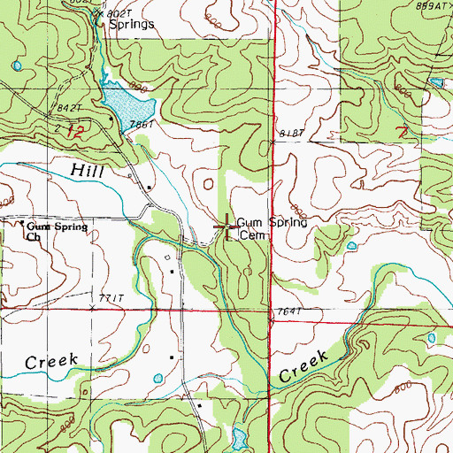 Topographic Map of Gum Spring Church, AR