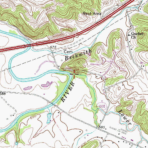 Topographic Map of Lower Stinson Creek, KY