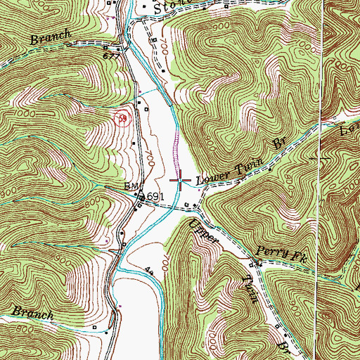 Topographic Map of Lower Twin Branch, KY