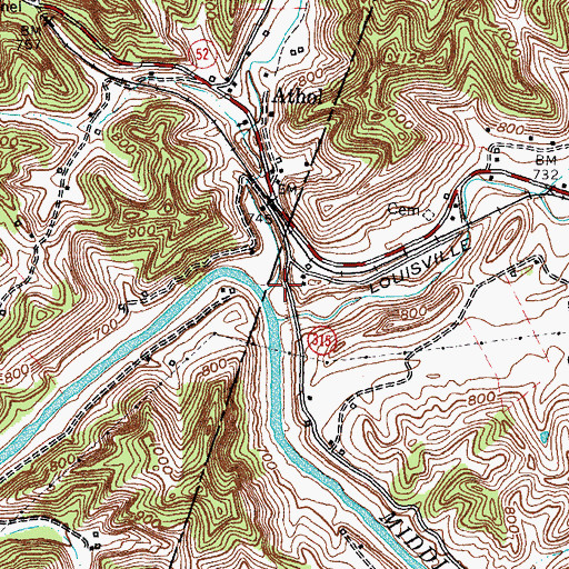 Topographic Map of Lower Twin Creek, KY
