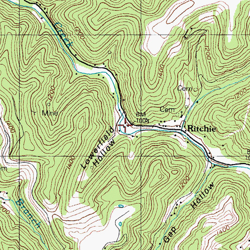 Topographic Map of Lowerfield Hollow, KY