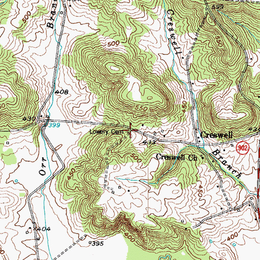 Topographic Map of Lowery Cemetery, KY