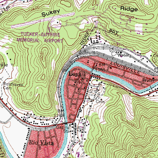 Topographic Map of Loyall, KY
