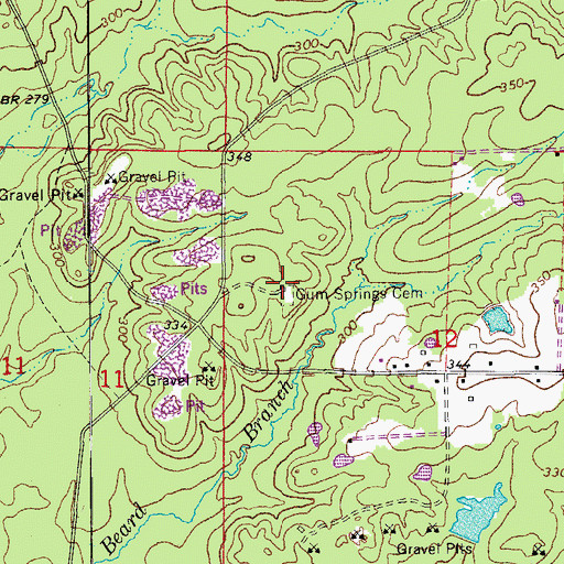 Topographic Map of Gum Springs Cemetery, AR