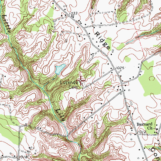Topographic Map of Lucenda Cemetery, KY