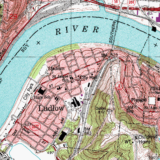 Topographic Map of Ludlow, KY
