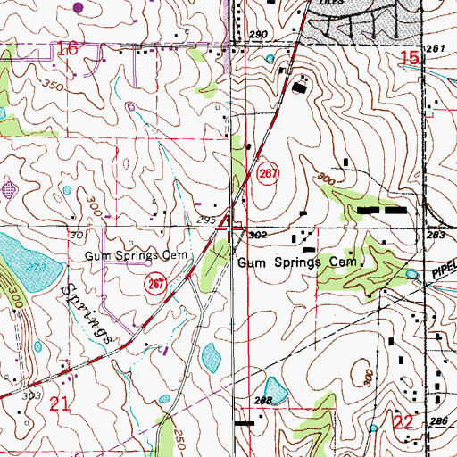 Topographic Map of Gum Springs Cemetery, AR