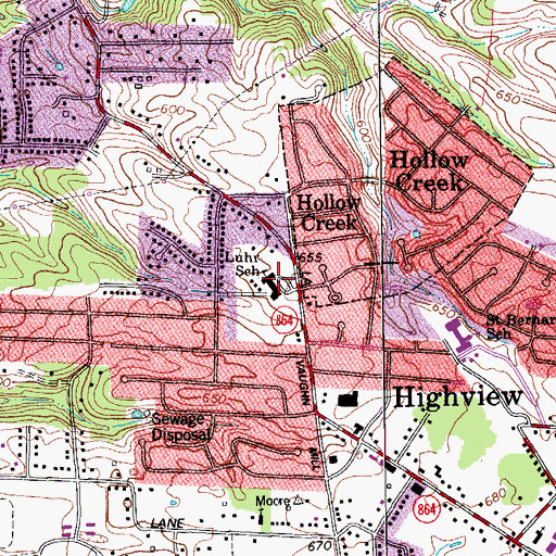 Topographic Map of Luhr School, KY