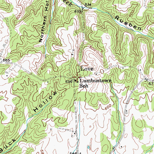 Topographic Map of Lumbustown School, KY