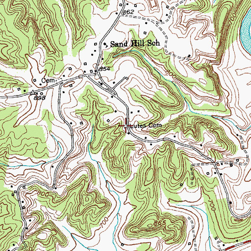 Topographic Map of Lutes Cemetery, KY
