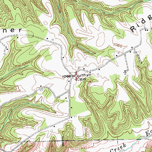 Topographic Map of Luttrell Cemetery, KY