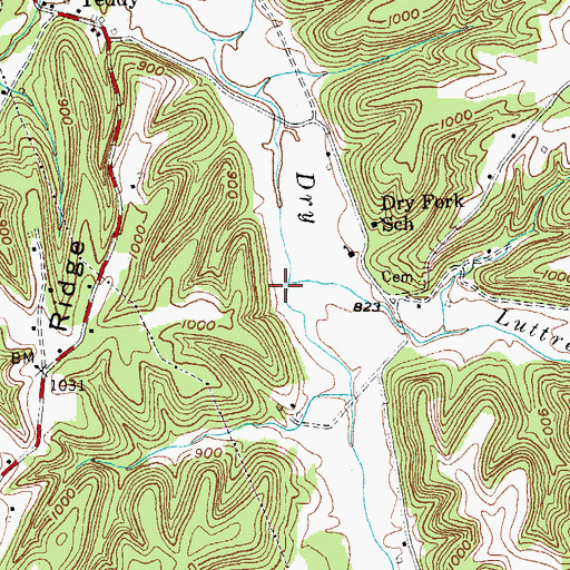 Topographic Map of Luttrell Creek, KY