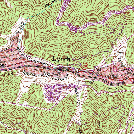 Topographic Map of Lynch, KY