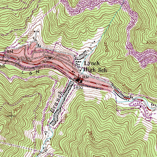 Topographic Map of Lynch High School (historical), KY