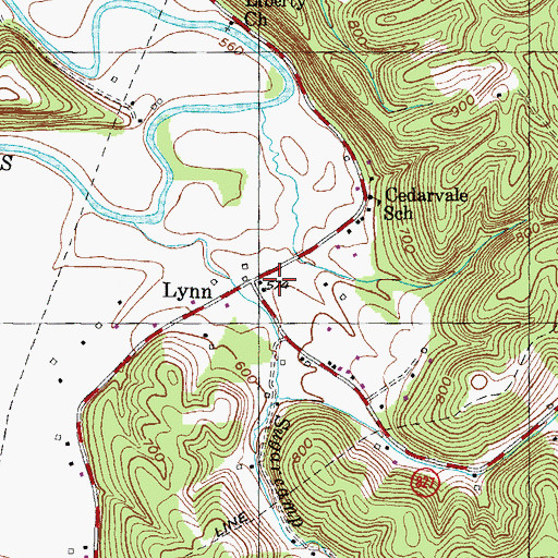 Topographic Map of Lynn, KY