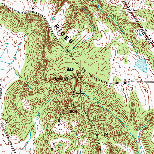 Topographic Map of Lynn Cemetery, KY