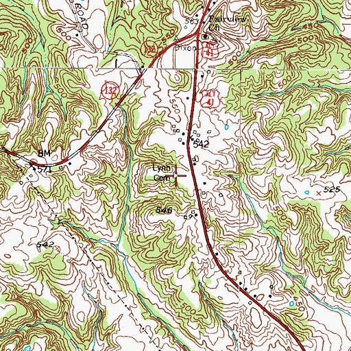Topographic Map of Lynn Cemetery, KY