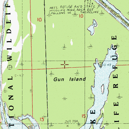 Topographic Map of Gun Island, AR