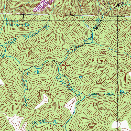Topographic Map of Lynn Log Branch, KY