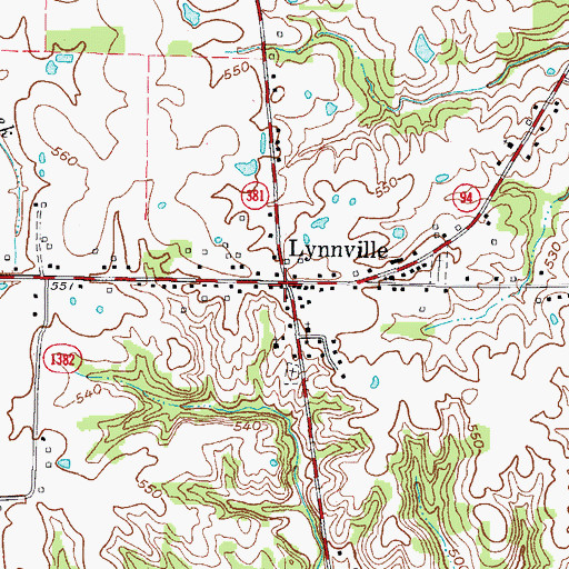 Topographic Map of Lynnville, KY