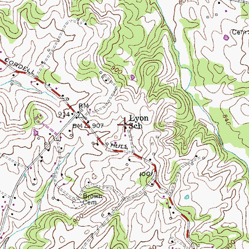 Topographic Map of Lyon School, KY