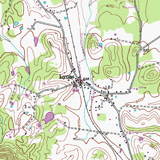 Topographic Map of Lyons, KY