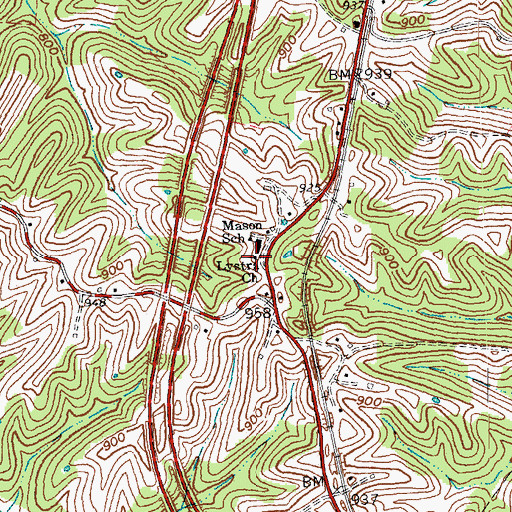 Topographic Map of Lystra Church, KY