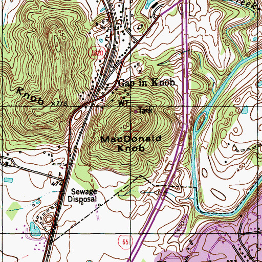 Topographic Map of MacDonald Knob, KY