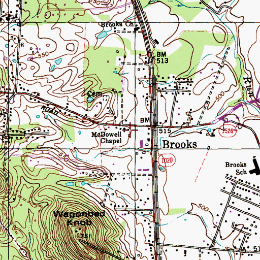 Topographic Map of MacDowell Chapel, KY