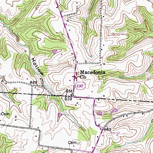 Topographic Map of Macedonia Baptist Church, KY