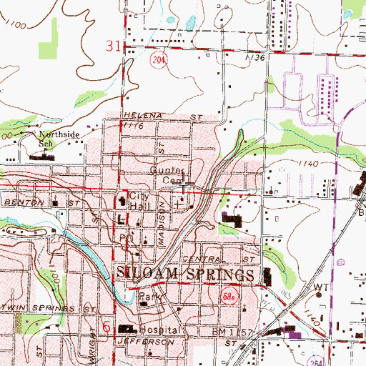 Topographic Map of Gunter Cemetery, AR