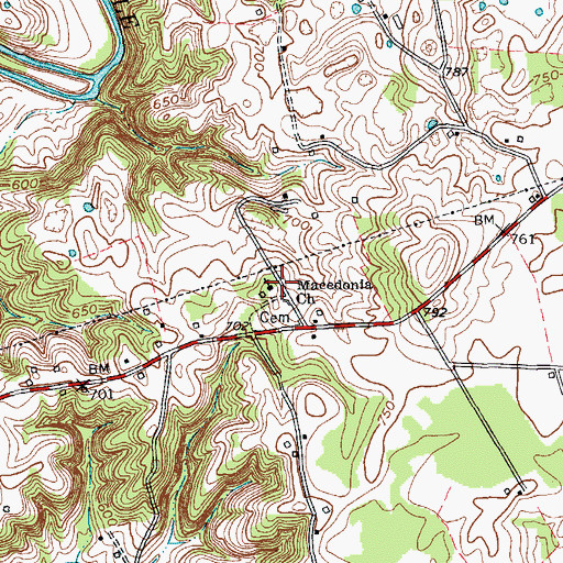 Topographic Map of Macedonia Church, KY